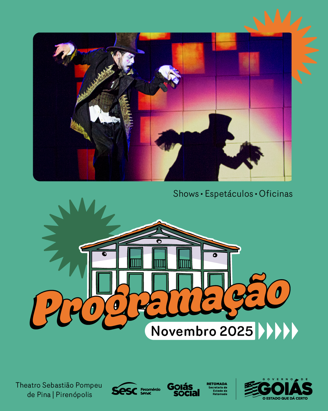 Programação do Theatro Sebastião Pompeu de Pina, em Pirenópolis